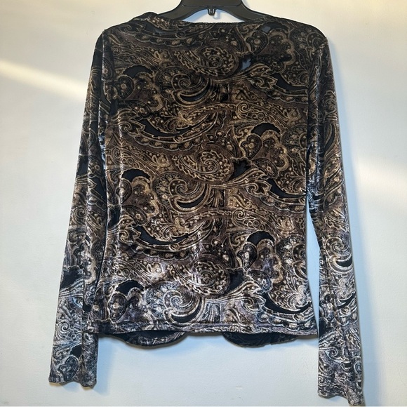 Context Black Gray Paisley Dark Romantic Velvet Burnout Whimsigoth Blouse Size M - Picture 13 of 16